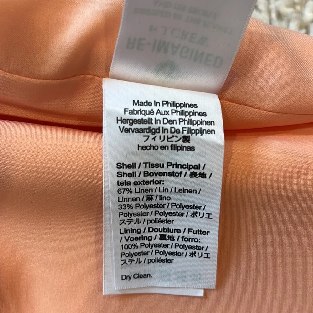 J. Crew Square neck linen blend dress in Coastal Sunset Size 4 Tall